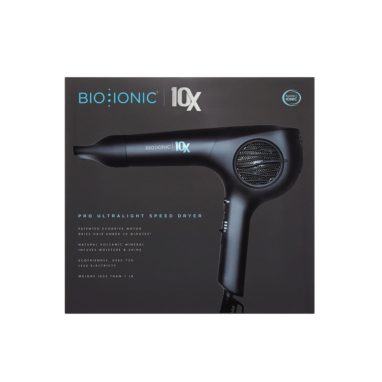 Bio Ionic 10x Ultralight Speed Dryer Packaging