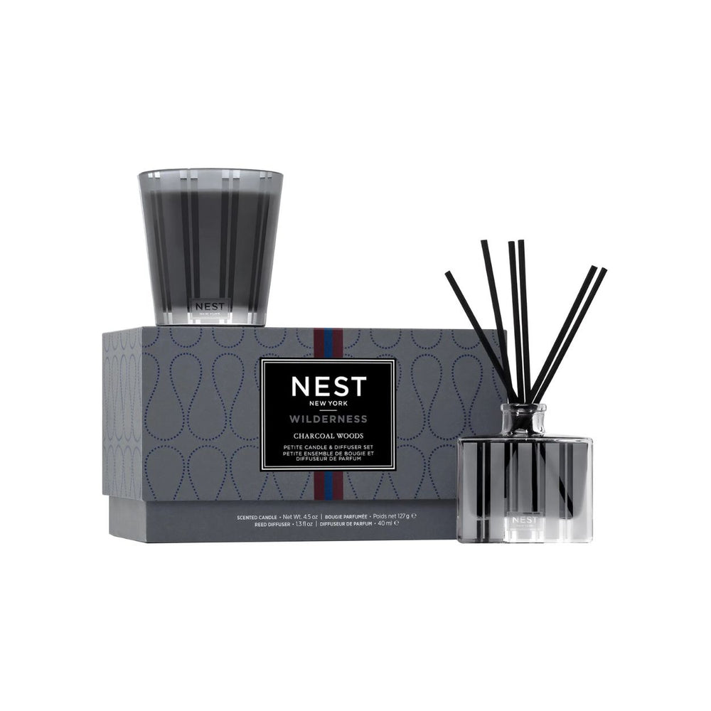 Charcoal Woods Petite Candle and Diffuser Set