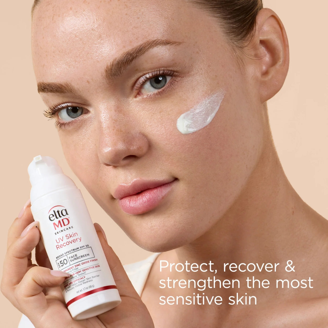 UV Skin Recovery Broad Spectrum SPF 50 Face Sunscreen Model Image
